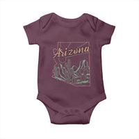 Vintage Arizona State Outline Desert Sunset Graphic Baby Onesie Retro Southwest Saguaro Cactus Travel Souvenir