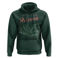 Vintage Arizona State Outline Desert Sunset Graphic Hoodie Retro Southwest Saguaro Cactus Travel Souvenir