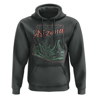Vintage Arizona State Outline Desert Sunset Graphic Hoodie Retro Southwest Saguaro Cactus Travel Souvenir