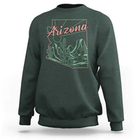 Vintage Arizona State Outline Desert Sunset Graphic Sweatshirt Retro Southwest Saguaro Cactus Travel Souvenir