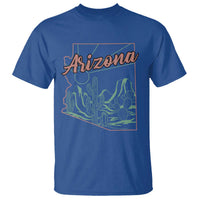 Vintage Arizona State Outline Desert Sunset Graphic T Shirt Retro Southwest Saguaro Cactus Travel Souvenir