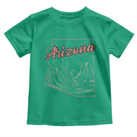 Vintage Arizona State Outline Desert Sunset Graphic Toddler T Shirt Retro Southwest Saguaro Cactus Travel Souvenir