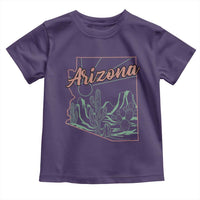 Vintage Arizona State Outline Desert Sunset Graphic Toddler T Shirt Retro Southwest Saguaro Cactus Travel Souvenir
