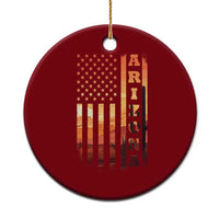 Patriotic Arizona Flag Sunset Graphic Ceramic Ornament American Flag Southwest Desert Saguaro Cactus State Pride Souvenir