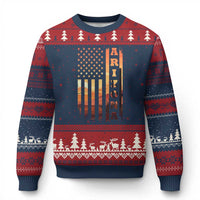 Patriotic Arizona Flag Sunset Graphic Ugly Christmas Sweater American Flag Southwest Desert Saguaro Cactus State Pride Souvenir