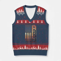 Patriotic Arizona Flag Sunset Graphic V-Neck Knit Sweater Vest American Flag Southwest Desert Saguaro Cactus State Pride Souvenir