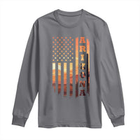 Patriotic Arizona Flag Sunset Graphic Long Sleeve Shirt American Flag Southwest Desert Saguaro Cactus State Pride Souvenir