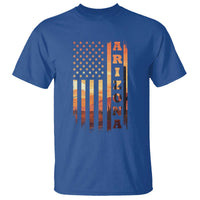 Patriotic Arizona Flag Sunset Graphic T Shirt American Flag Southwest Desert Saguaro Cactus State Pride Souvenir