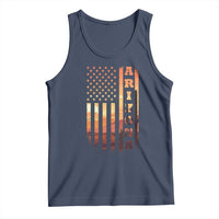 Patriotic Arizona Flag Sunset Graphic Tank Top American Flag Southwest Desert Saguaro Cactus State Pride Souvenir