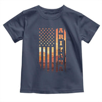 Patriotic Arizona Flag Sunset Graphic Toddler T Shirt American Flag Southwest Desert Saguaro Cactus State Pride Souvenir