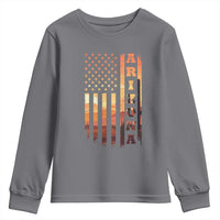 Patriotic Arizona Flag Sunset Graphic Youth Sweatshirt American Flag Southwest Desert Saguaro Cactus State Pride Souvenir