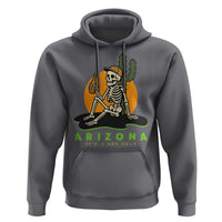 Funny Arizona Its A Dry Heat Skeleton Graphic Hoodie Vintage Desert Drinking Beer Saguaro Cactus Souvenir