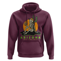 Funny Arizona Its A Dry Heat Skeleton Graphic Hoodie Vintage Desert Drinking Beer Saguaro Cactus Souvenir