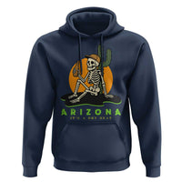 Funny Arizona Its A Dry Heat Skeleton Graphic Hoodie Vintage Desert Drinking Beer Saguaro Cactus Souvenir