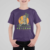 Funny Arizona Its A Dry Heat Skeleton Graphic T Shirt For Kid Vintage Desert Drinking Beer Saguaro Cactus Souvenir