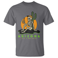 Funny Arizona Its A Dry Heat Skeleton Graphic T Shirt Vintage Desert Drinking Beer Saguaro Cactus Souvenir