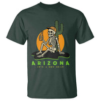 Funny Arizona Its A Dry Heat Skeleton Graphic T Shirt Vintage Desert Drinking Beer Saguaro Cactus Souvenir