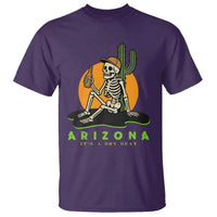 Funny Arizona Its A Dry Heat Skeleton Graphic T Shirt Vintage Desert Drinking Beer Saguaro Cactus Souvenir