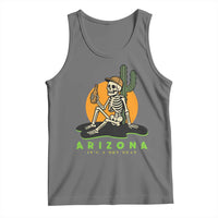 Funny Arizona Its A Dry Heat Skeleton Graphic Tank Top Vintage Desert Drinking Beer Saguaro Cactus Souvenir
