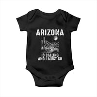 Retro Arizona Is Calling And I Must Go Graphic Baby Onesie Outdoor Desert Cactus Mountain Travel Souvenir