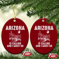 Retro Arizona Is Calling And I Must Go Graphic Ceramic Ornament Outdoor Desert Cactus Mountain Travel Souvenir