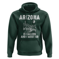 Retro Arizona Is Calling And I Must Go Graphic Hoodie Outdoor Desert Cactus Mountain Travel Souvenir