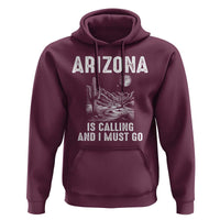 Retro Arizona Is Calling And I Must Go Graphic Hoodie Outdoor Desert Cactus Mountain Travel Souvenir