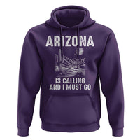 Retro Arizona Is Calling And I Must Go Graphic Hoodie Outdoor Desert Cactus Mountain Travel Souvenir