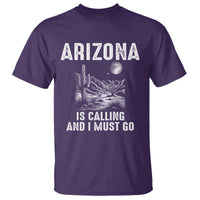 Retro Arizona Is Calling And I Must Go Graphic T Shirt Outdoor Desert Cactus Mountain Travel Souvenir