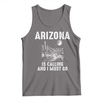 Retro Arizona Is Calling And I Must Go Graphic Tank Top Outdoor Desert Cactus Mountain Travel Souvenir