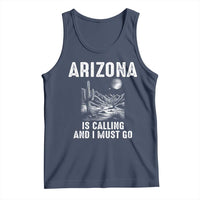 Retro Arizona Is Calling And I Must Go Graphic Tank Top Outdoor Desert Cactus Mountain Travel Souvenir