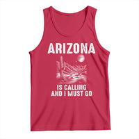 Retro Arizona Is Calling And I Must Go Graphic Tank Top Outdoor Desert Cactus Mountain Travel Souvenir