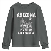 Retro Arizona Is Calling And I Must Go Graphic Youth Sweatshirt Outdoor Desert Cactus Mountain Travel Souvenir