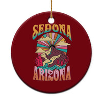 Vintage Retro Sedona Arizona Graphic Ceramic Ornament Psychedelic Red Rock Mountain Sunset Travel Souvenir