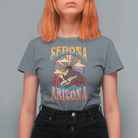 Vintage Retro Sedona Arizona Graphic T Shirt For Women Psychedelic Red Rock Mountain Sunset Travel Souvenir