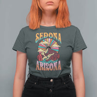 Vintage Retro Sedona Arizona Graphic T Shirt For Women Psychedelic Red Rock Mountain Sunset Travel Souvenir