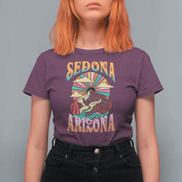 Vintage Retro Sedona Arizona Graphic T Shirt For Women Psychedelic Red Rock Mountain Sunset Travel Souvenir