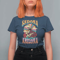 Vintage Retro Sedona Arizona Graphic T Shirt For Women Psychedelic Red Rock Mountain Sunset Travel Souvenir