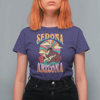 Vintage Retro Sedona Arizona Graphic T Shirt For Women Psychedelic Red Rock Mountain Sunset Travel Souvenir