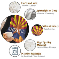 Arizona State Flag Map Graphic Throw Blanket Southwest Sunburst Cactus State Pride Souvenir
