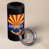 Arizona State Flag Map Graphic 4 in 1 Can Cooler Tumbler Southwest Sunburst Cactus State Pride Souvenir