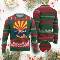 Arizona State Flag Map Graphic Ugly Christmas Sweater Southwest Sunburst Cactus State Pride Souvenir