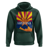 Arizona State Flag Map Graphic Hoodie Southwest Sunburst Cactus State Pride Souvenir