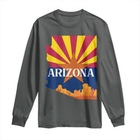 Arizona State Flag Map Graphic Long Sleeve Shirt Southwest Sunburst Cactus State Pride Souvenir