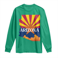Arizona State Flag Map Graphic Long Sleeve Shirt Southwest Sunburst Cactus State Pride Souvenir