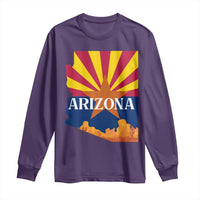 Arizona State Flag Map Graphic Long Sleeve Shirt Southwest Sunburst Cactus State Pride Souvenir