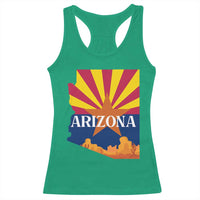 Arizona State Flag Map Graphic Racerback Tank Top Southwest Sunburst Cactus State Pride Souvenir