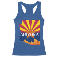Arizona State Flag Map Graphic Racerback Tank Top Southwest Sunburst Cactus State Pride Souvenir