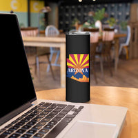 Arizona State Flag Map Graphic Skinny Tumbler Southwest Sunburst Cactus State Pride Souvenir