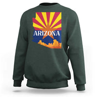 Arizona State Flag Map Graphic Sweatshirt Southwest Sunburst Cactus State Pride Souvenir